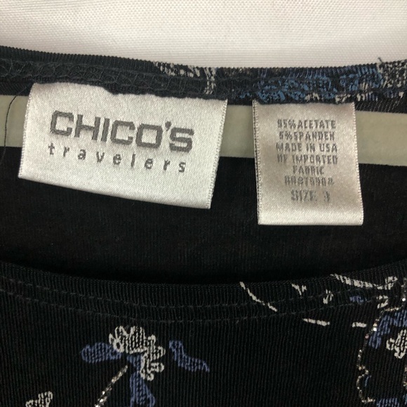 Chico’s Travelers Tank Top Sleeveless Blue Silver Paisley Sleeveless - Picture 5 of 7